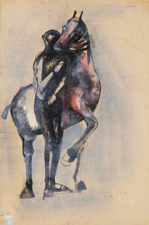 Marino Marini - Cheval Et Personnage Debout