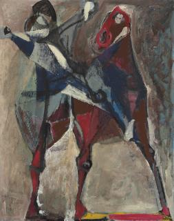 Marino Marini - Composizione, cavaliere rosa ed azzurro