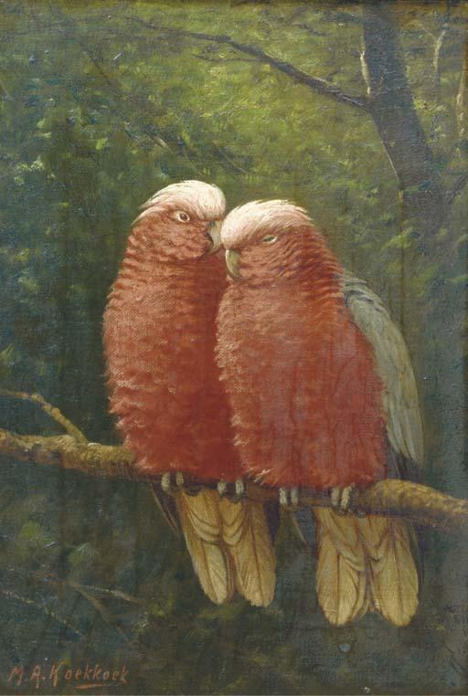 Marinus Adrianus Koekkoek Jun. - Rose Kakatoes: Colourful Friends