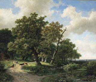 Marinus Adrianus Koekkoek - A quiet day in the forrest with cattle