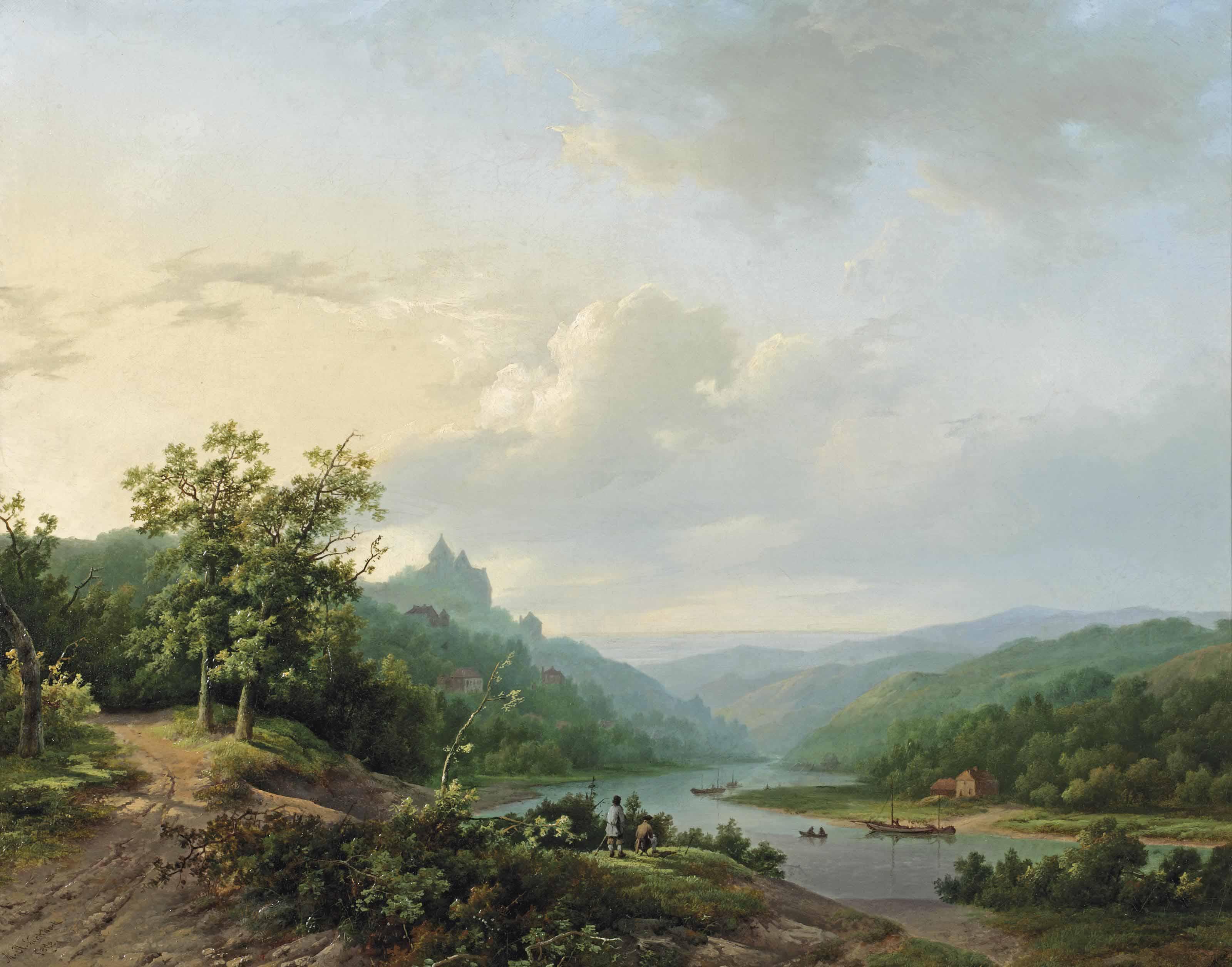 Marinus Adrianus Koekkoek - A view of the Rhein river near Cleves
