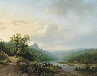 Marinus Adrianus Koekkoek - A view of the Rhein river near Cleves