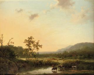 Marinus Adrianus Koekkoek - Cattle near the waterfront