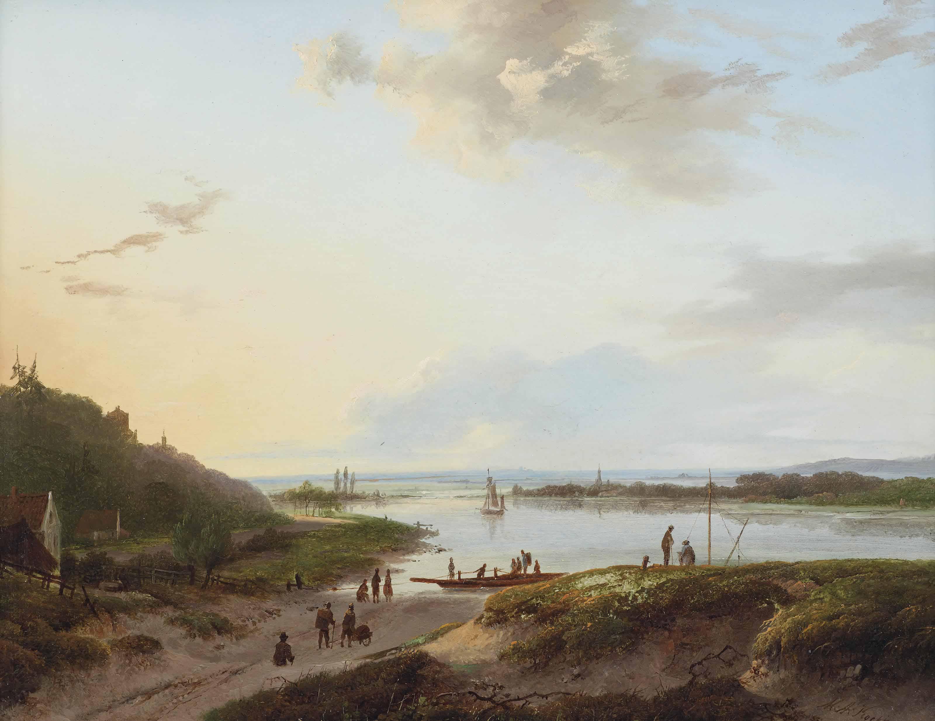 Marinus Adrianus Koekkoek - The arrival of the ferry