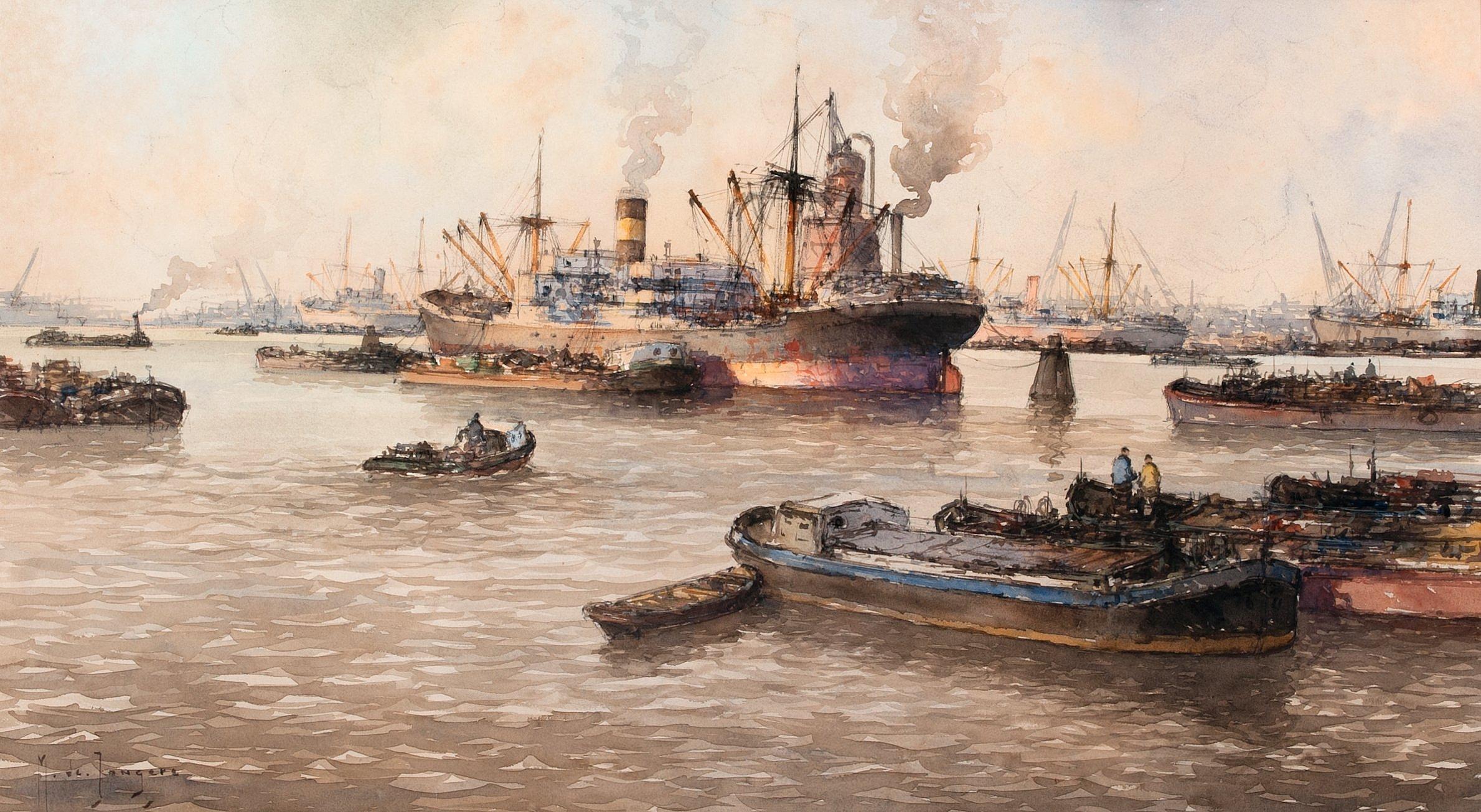 Marinus de Jongere - Harbour View From Rotterdam.