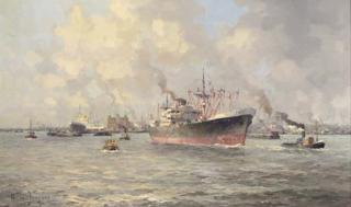 Marinus Johannes Drulman - A view of the Maas, the former HAL office beyond