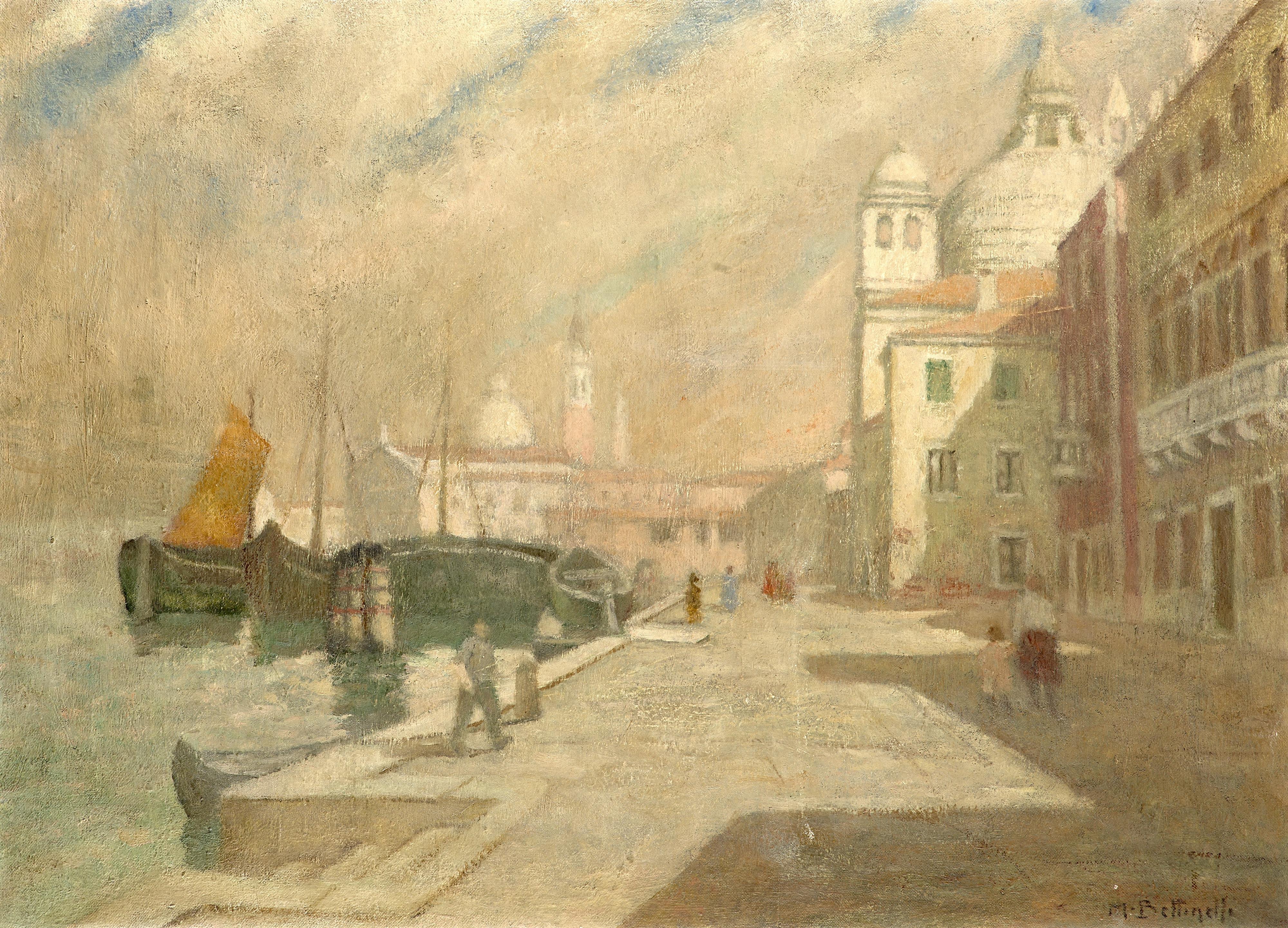 Mario Bettinelli - Scorcio veneziano con con la chiesa di San Giorgio Maggiore sullo sfondo