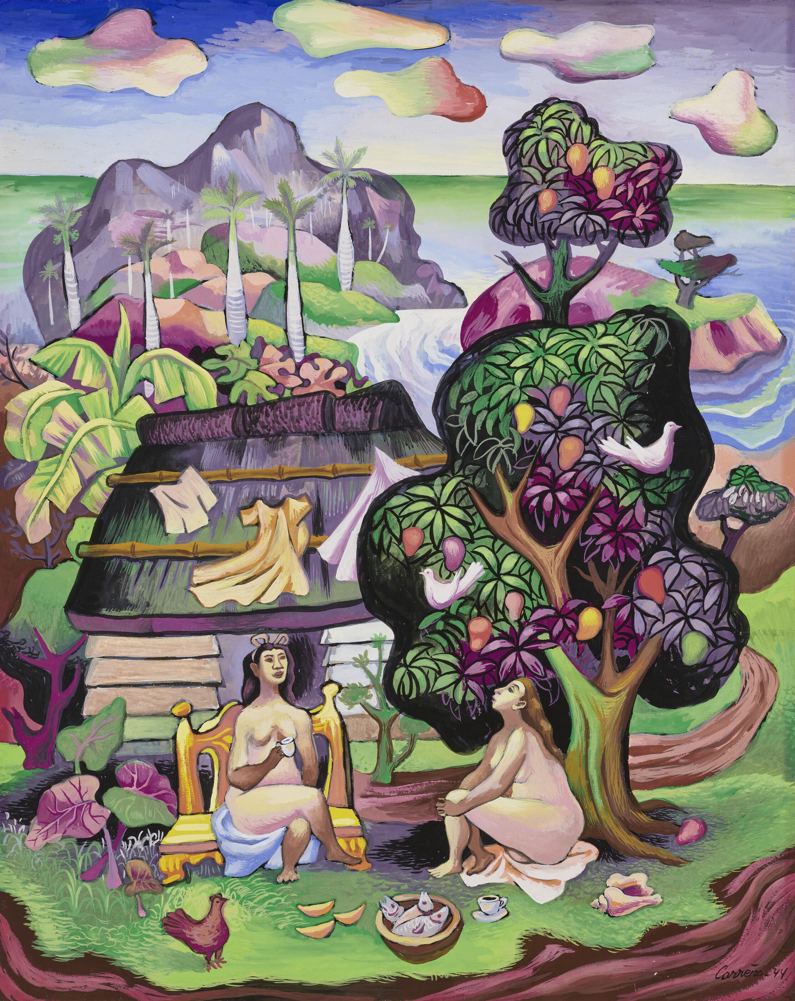 Mario Carreño - El bohío (also known as Landscape with Nudes)