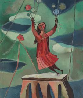 Mario Carreño - Niña con globos