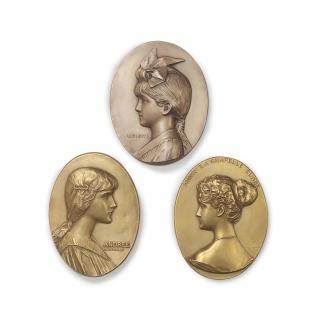 Mario Joseph Korbel - Three Works: Three Portrait Profile Plaques of Andrée, Huguette and Anna La Chapelle Clark