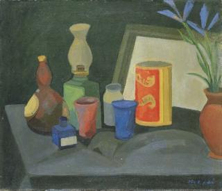 Mario Mafai - Natura morta con bottiglie