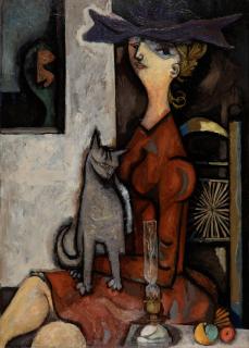 Mario Prassinos - La Dame au chat