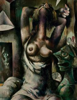 Mario Prassinos - La jeune fille qui rêve (portrait de Yo Prassinos, épouse de l\'artiste)