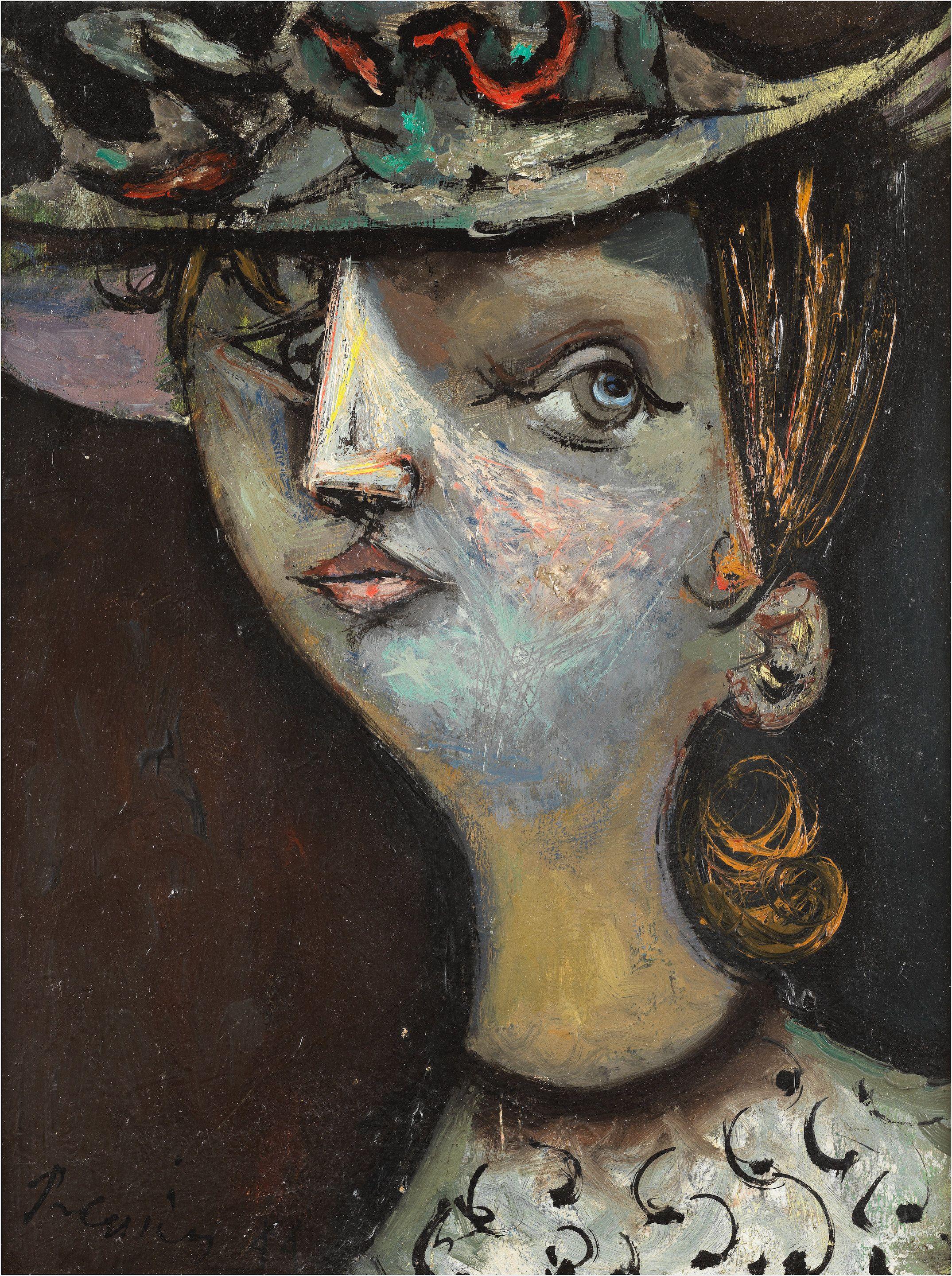 Mario Prassinos - Portrait de la femme au chapeau