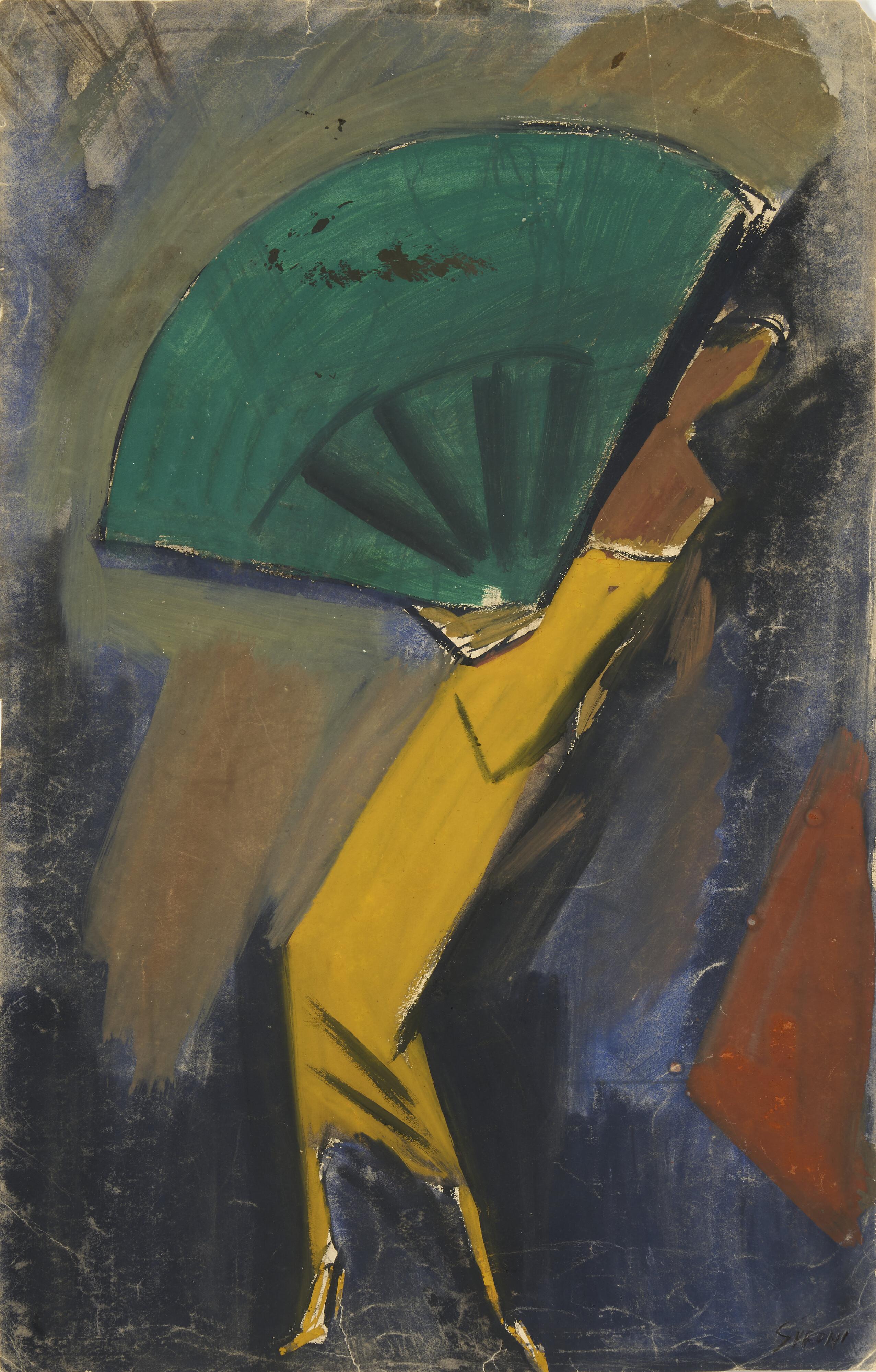 Mario Sironi - Donna con ventaglio, studio per illustrazione