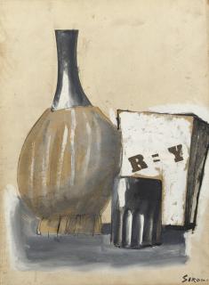 Mario Sironi - Natura morta (fiasco bicchiere e libro)