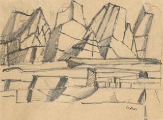Mario Sironi - Paesaggio con montagne