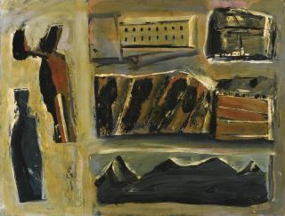 Mario Sironi - Paesaggio Urbanosigned, Oil On Cardboard Laid On Canvas. Executed In The Fifties