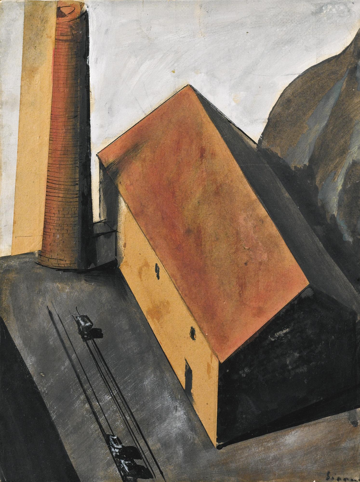 Mario Sironi - Periferia Con Ciminiera