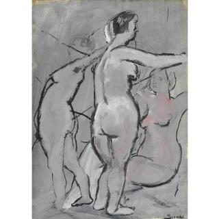 Mario Sironi - Recto: Senza Titolo (Nudi)  Verso: Senza Titolo (Aereo)