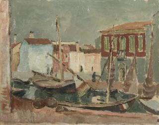 Mario Vellani Marchi - Sosta in canale. Burano