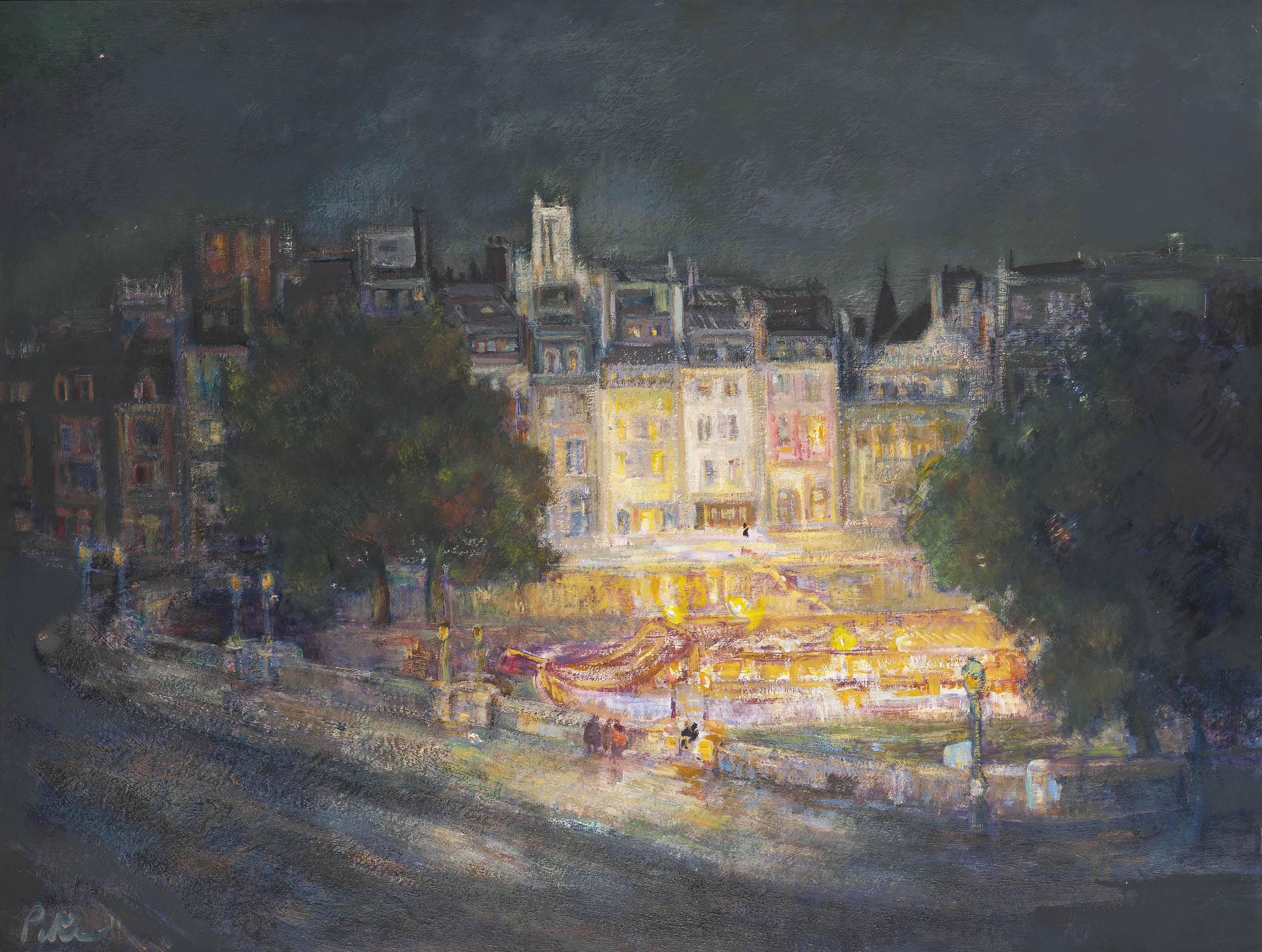 Marion Hewlett Pike - A summer evening view of the Seine, Notre-Dame beyond