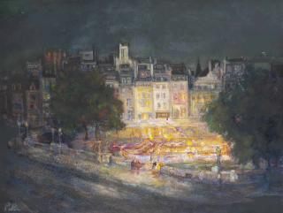 Marion Hewlett Pike - A summer evening view of the Seine, Notre-Dame beyond