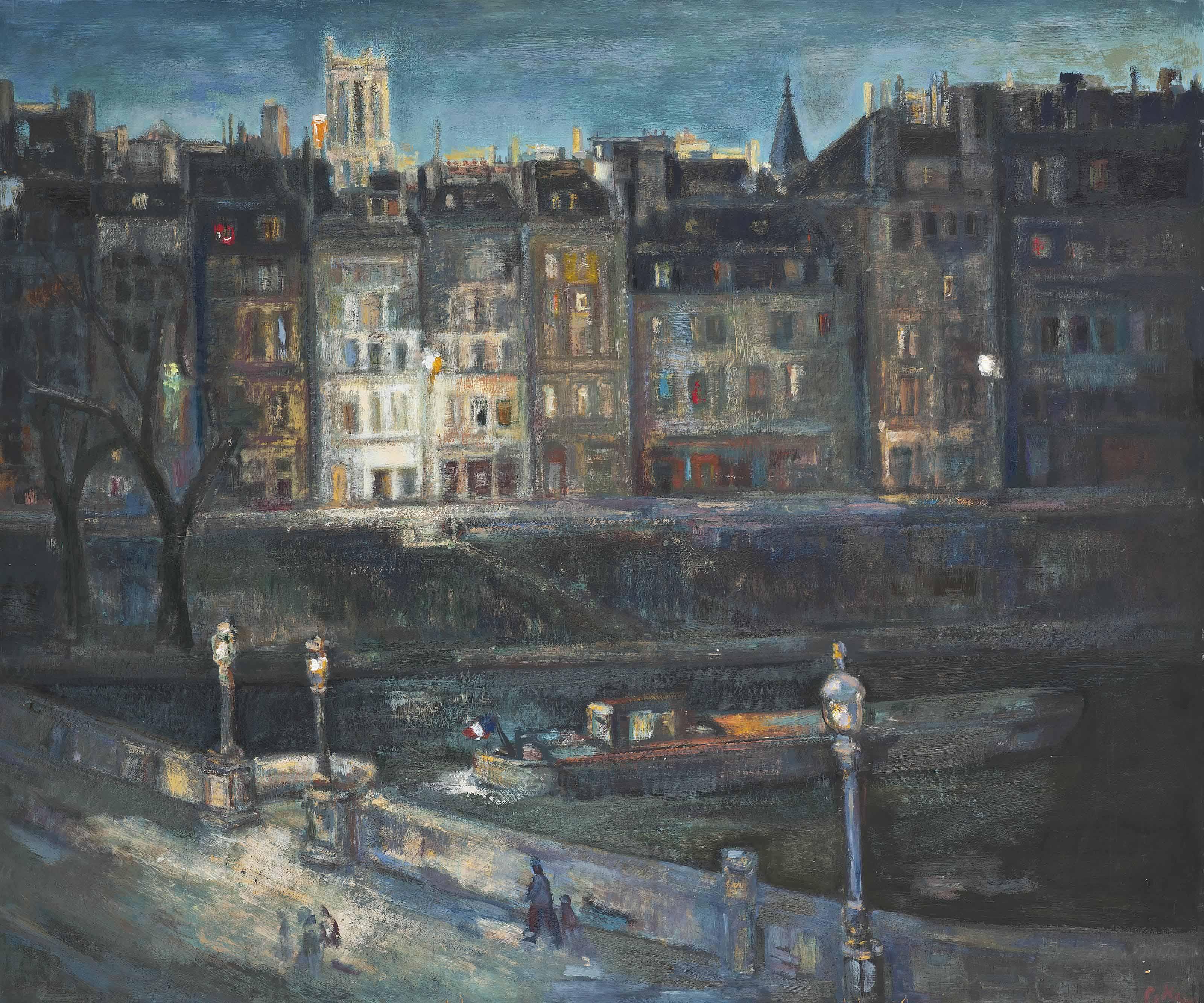 Marion Hewlett Pike - A winters evening on the Seine