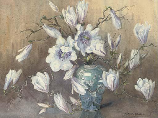 Marion L. Broom - Magnolias In An Oriental Vase