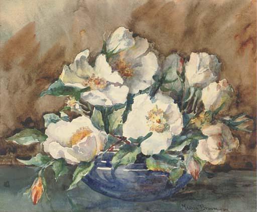 Marion L. Broom - Peonies In A Glass Bowl
