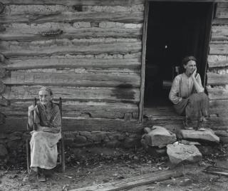 Marion Post Wolcott - Mother and Daughter in Front of Log Cabin near Carboro, NC, 1939