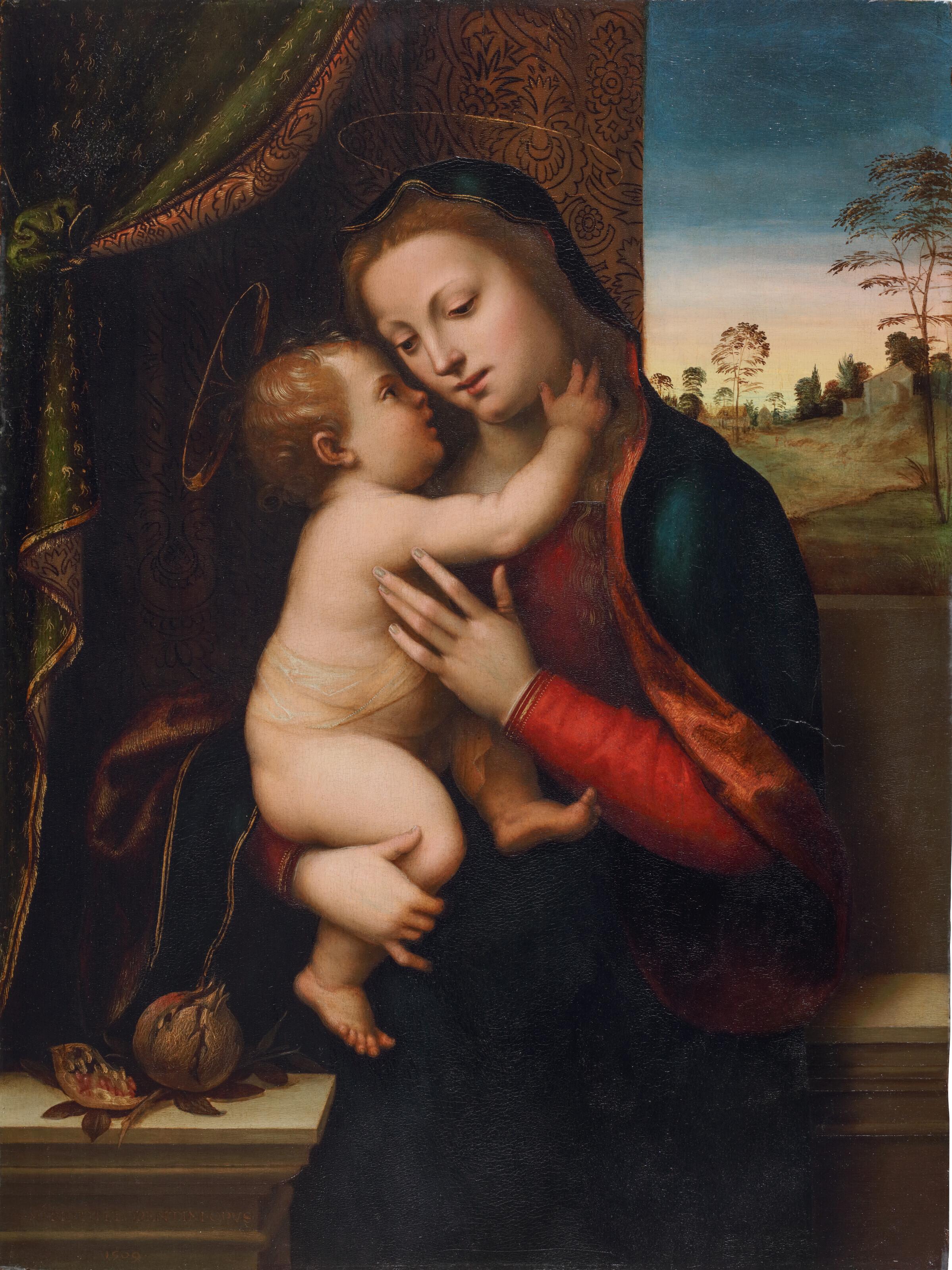 Mariotto Albertinelli - The Madonna and Child before a window with a landscape beyond