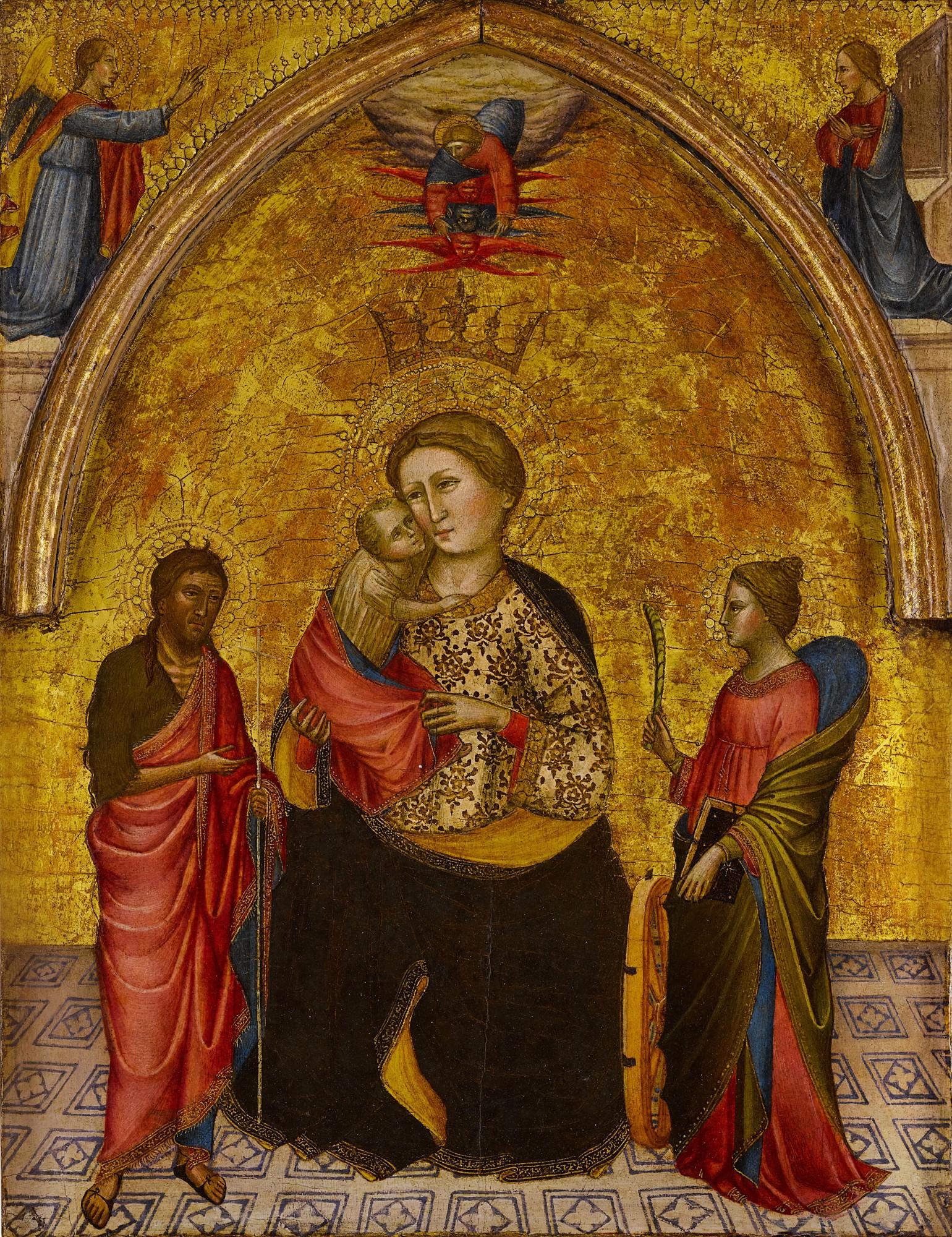 Mariotto di Nardo - Madonna and Child with Saints John the Baptist and Catherine of Alexandria with God the Father, and the Annunciation