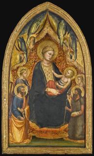 Mariotto Di Nardo - The Madonna And Child Enthroned, With Saint Peter, Saint John The Baptist, Saint Catherine Of Alexandria And One Other Female Saint And Angels