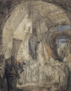 Marius Bauer - A procession (recto); a bazaar (verso)