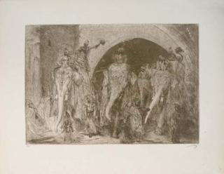 Marius Bauer - A Street in Constantinople; Amiens Cathedral; Ali Baba; A palace in British East India; Procession with elephants (Van Wisselingh 206, 211, 214, 233, 294)