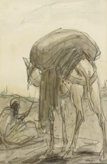 Marius Bauer - An Arab and his camel in the desert