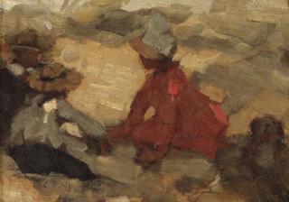 Marius Bauer - Spelende kinderen op strand