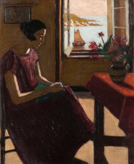 Marius Borgeaud - Femme Ravaudant, 1923
