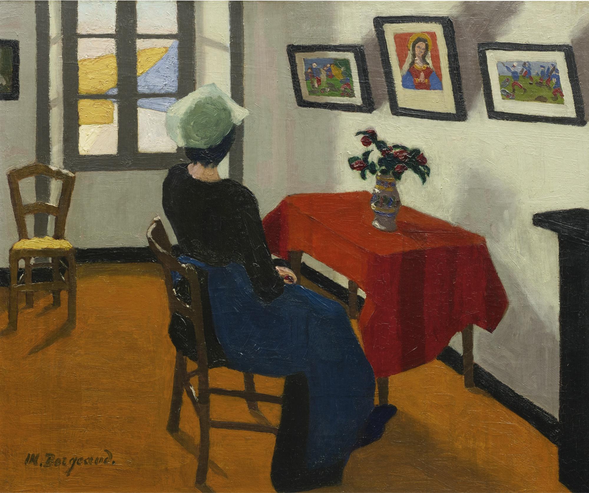 Marius Borgeaud - Intérieur, Femme Assise De Dos