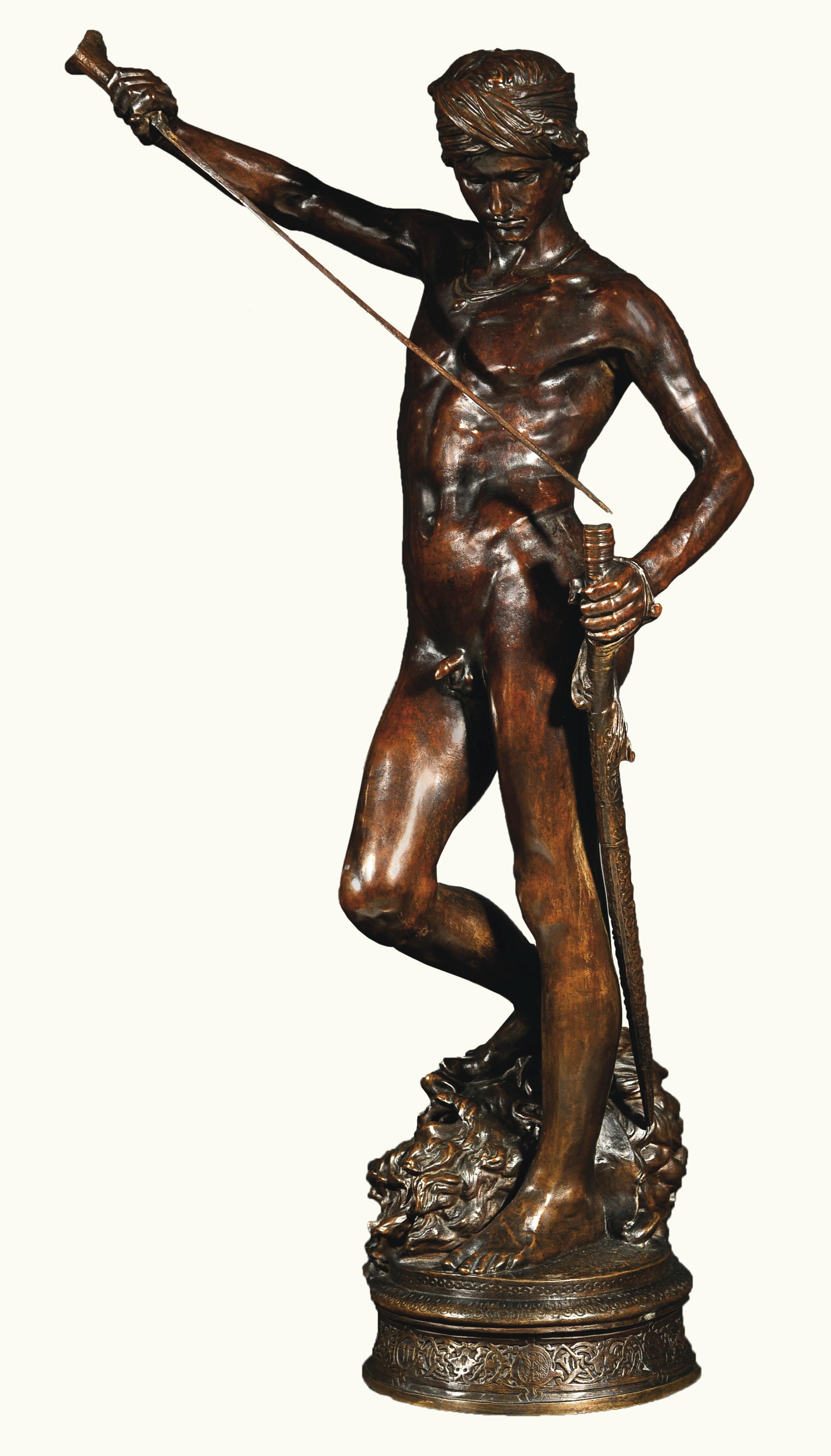 Marius Jean Antonin Mercié - David Vainqueur (Version Nue)A Fine Brown-Red Patinated Bronze Of Victorious David (Nude) By Marius-Jean-Antonin Mercié, Signed A Mercié