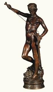 Marius Jean Antonin Mercié - David Vainqueur (Version Nue)A Fine Brown-Red Patinated Bronze Of Victorious David (Nude) By Marius-Jean-Antonin Mercié, Signed A Mercié