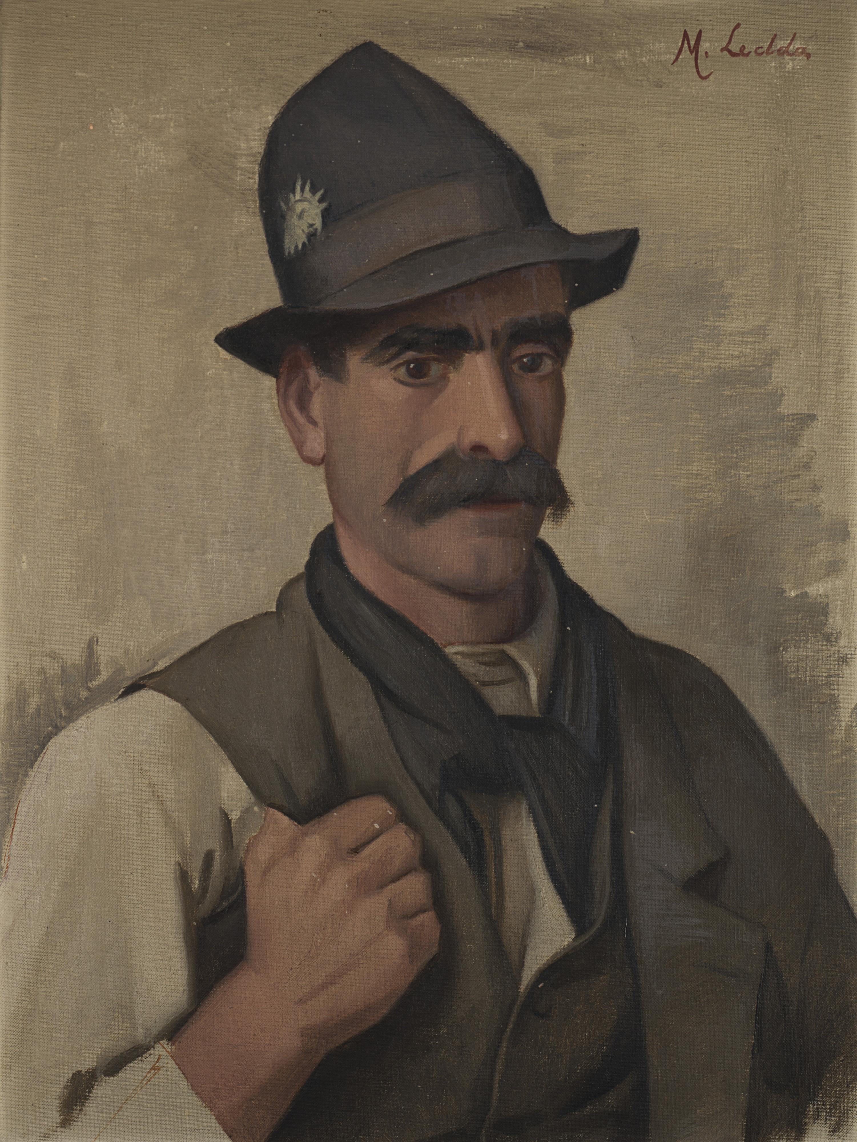 Marius Ledda - Ritratto di uomo con baffi e cappello