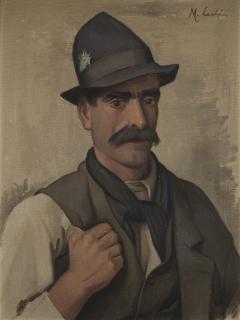 Marius Ledda - Ritratto di uomo con baffi e cappello