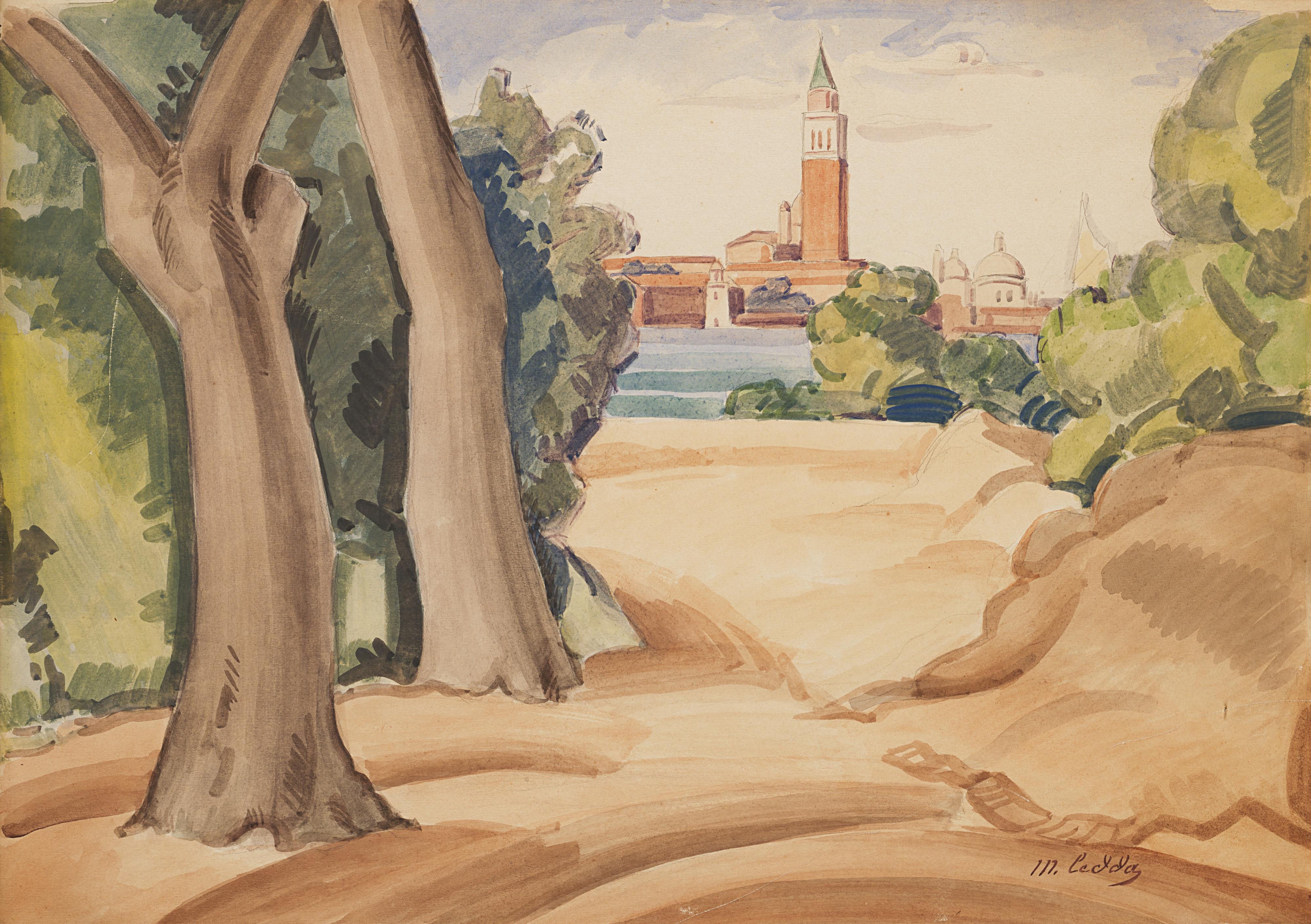 Marius Ledda - Scorcio con campaniele e case sullo sfondo