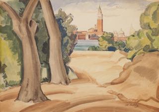 Marius Ledda - Scorcio con campaniele e case sullo sfondo