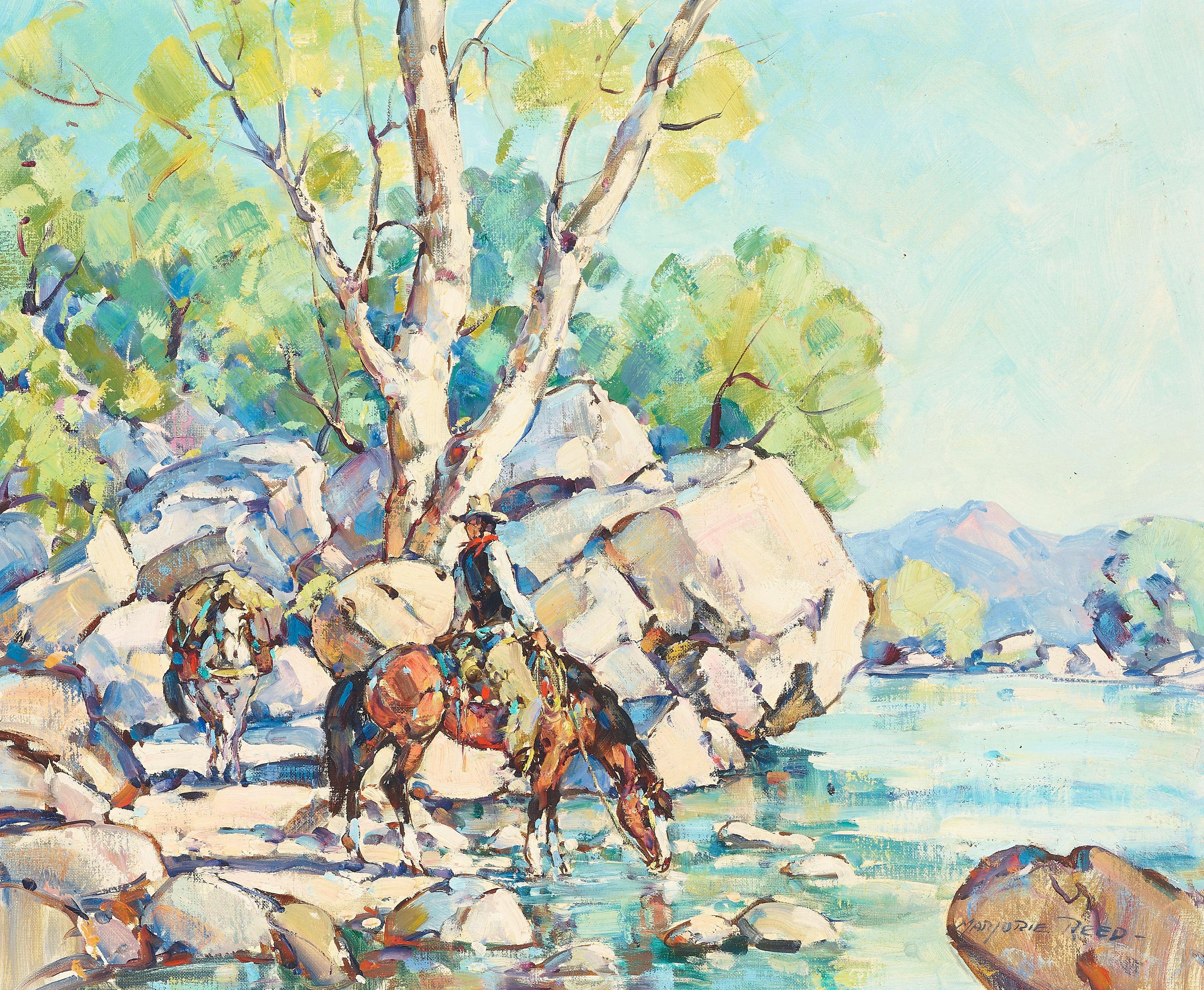 Marjorie Jane Reed - A Pause for Refreshment 20 x 24 in. framed 28 x 32 in.