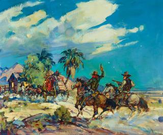 Marjorie Jane Reed - Frustrated Hold-up at the Dos Palmas Station (Sketch for the Bradford Stage Road Series)