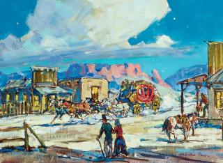 Marjorie Jane Reed - The Stage is Early 12 x 16 in. framed 17 x 21 in.