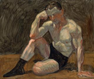 Mark Beard - Untitled (Seated Male Figure, One Arm Up)